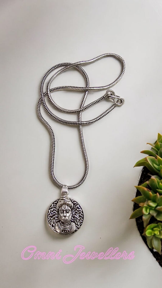 Sterling Silver God Hanuman Pendant with Chain for Men & Women