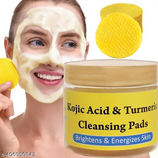 Turmeric & Kojic Acid Face Cleansing Pads - Dark Spot Treatment, Skin Brightening & Acne Prevention (Pack of 1)