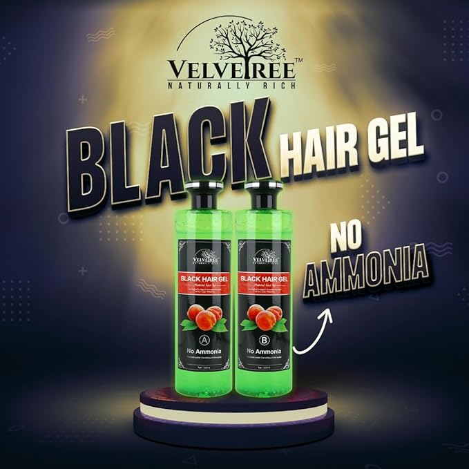 Black Hair Color Gel, Natural Black Hair Dye for Hair Care, Ammonia Free Color (500 ml X 2) Black