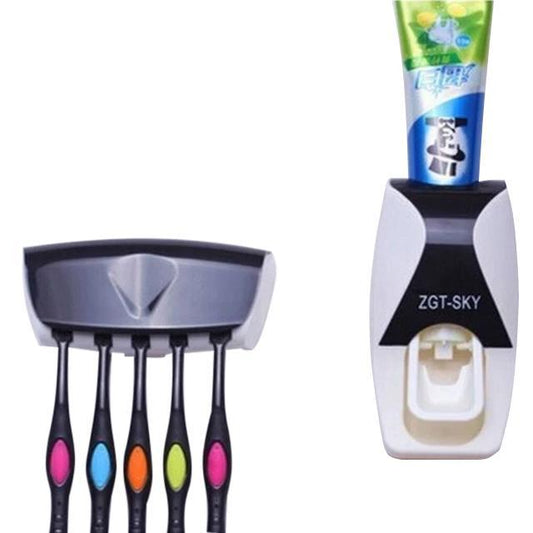 Automatic Toothpaste Dispenser &amp; Tooth Brush Holder with Tooth Brush