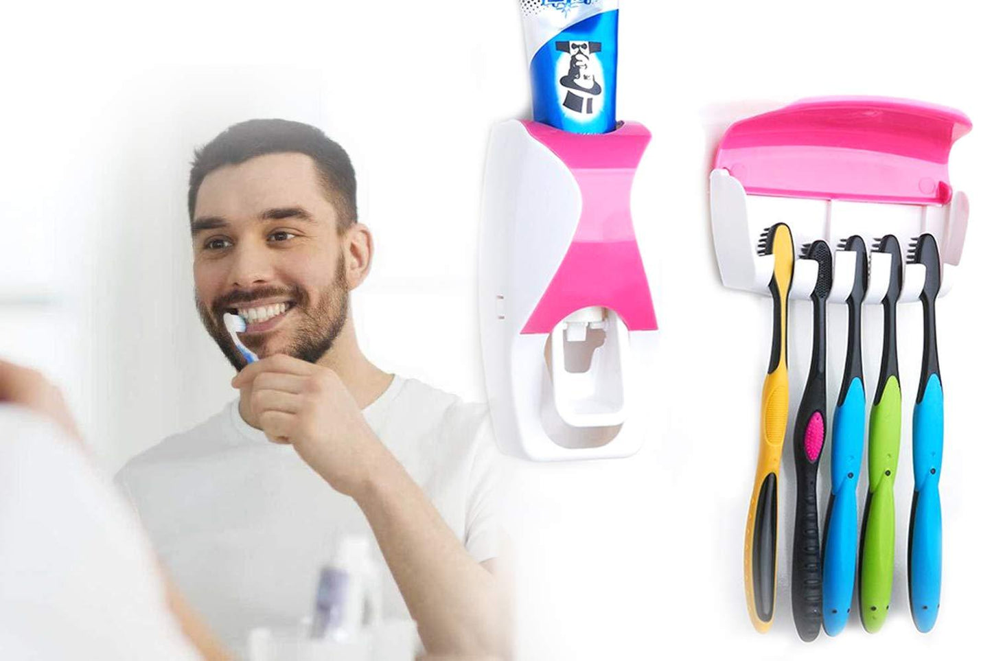 Automatic Toothpaste Dispenser &amp; Tooth Brush Holder with Tooth Brush