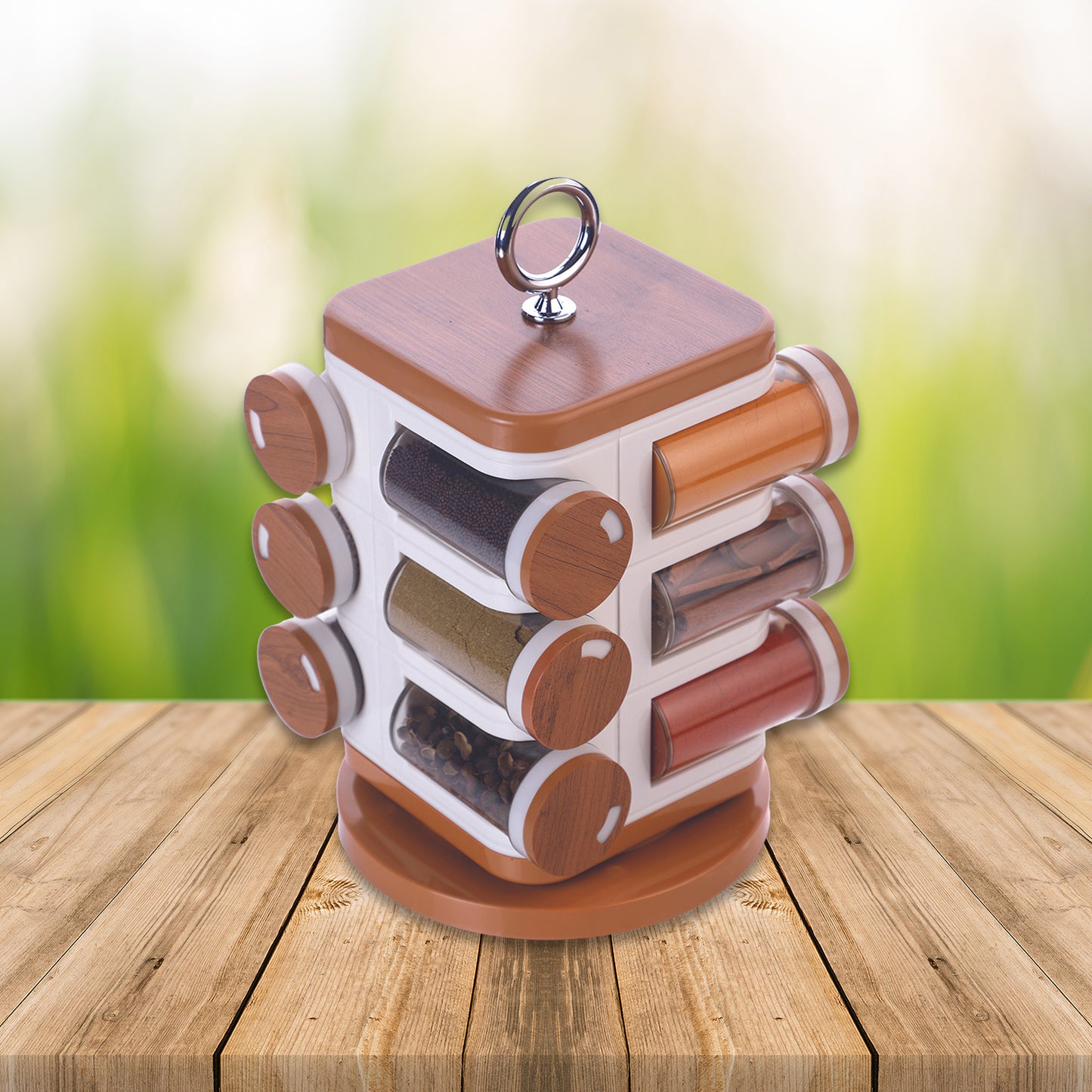 12-jar Revolving Spice Rack Masala Box